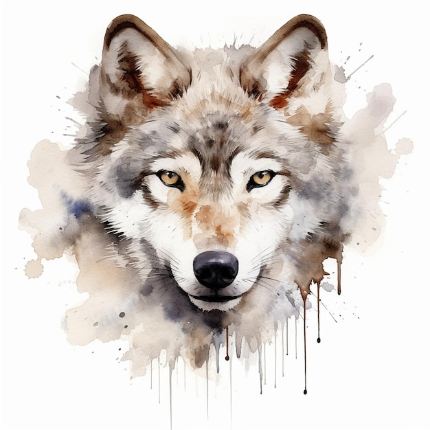 Vektor schöne Wolf-Aquarell-Illustration