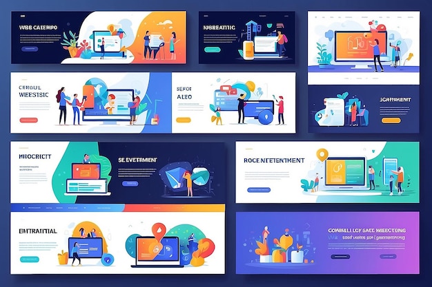 Vektor-Set für flache Webseitenvorlagen