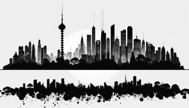 Vektor-Silhouette-Skyline-Illustration Hergestellt von AIKünstliche Intelligenz