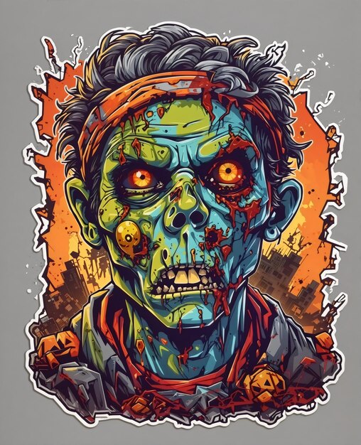 Vektor-Stil realistisches Bild von Zombie, erstellt mit generativer KI