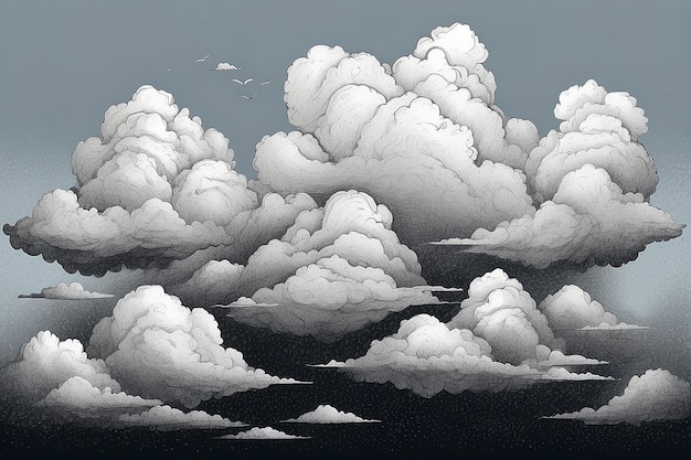 Vektor-Strichillustration von Wolken