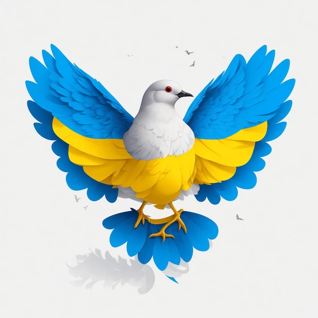 Vektor-Taube Friedensvogel in den Farben der ukrainischen Flagge Konzept