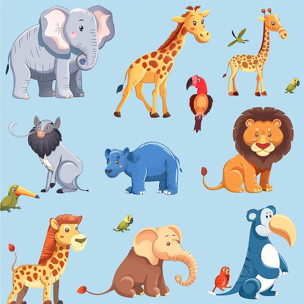 Vektor verschiedener wilder Tiere Cartoon-Stil