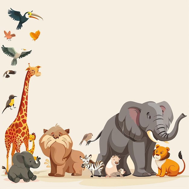 Vektor verschiedener wilder Tiere Cartoon-Stil