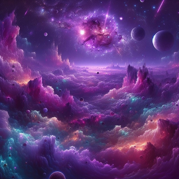 Vektor violette Galaxienlandschaft