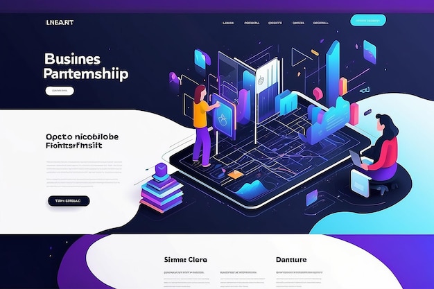 Vektor-Website-Linear-Art-Design-Vorlage Geschäftspartnerschaftskonzept