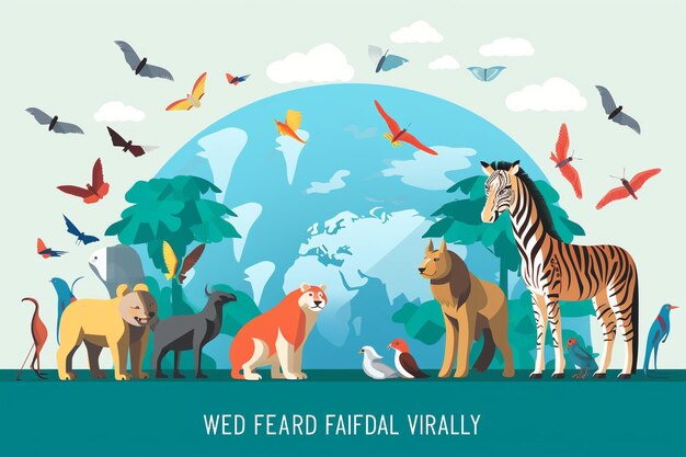 Vektor Welt Tiertag flache Design-Hintergrund