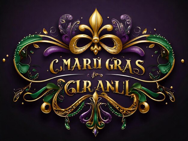 Vektorbuchstaben für den Mardi Gras Karneval filigran kaligrafische Schriftart mit dem traditionellen Symbol von