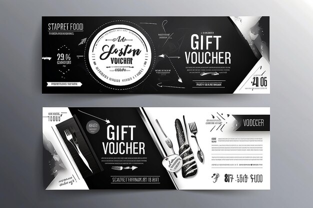 Vektordesign-Geschenk-Gutschein mit Pfeilen für das Bild Universeller weißer und schwarzer Flyer