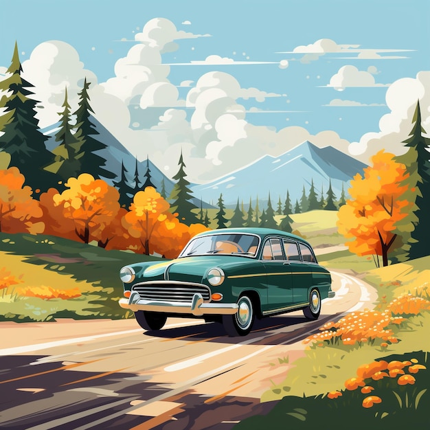 Vektorflach-Design Sommer-Auto-Illustration