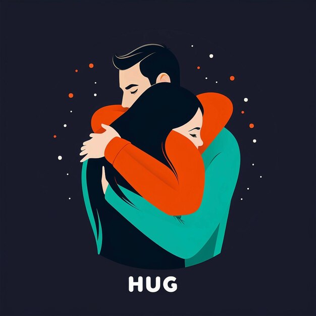 Foto vektorflaches hug-tag-bild