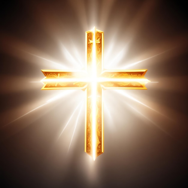 Vektorglänzender religiöser Kreuzsymbolhintergrund mit Lichteffekt
