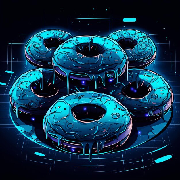 Vektorgrafik-Cyberpunk-Donuts