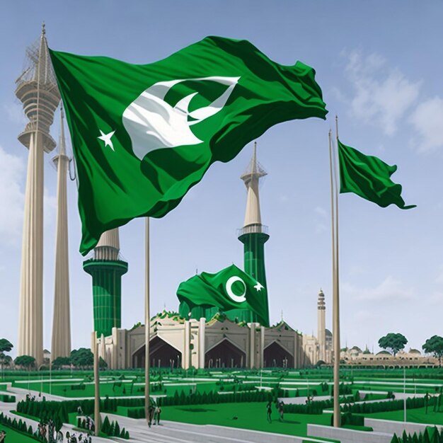 Vektorgrafik-Feiertag Der 14. August ist der Tag der Unabhängigkeit Pakistans, symbolische grüne Farben