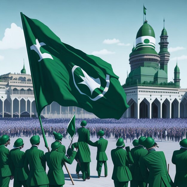 Vektorgrafik-Feiertag Der 14. August ist der Tag der Unabhängigkeit Pakistans, symbolische grüne Farben