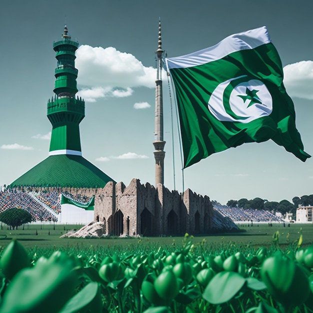 Vektorgrafik-Feiertag Der 14. August ist der Tag der Unabhängigkeit Pakistans, symbolische grüne Farben