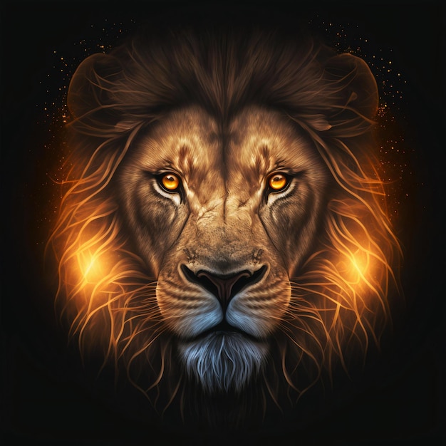 Vektorillustration der Vorderansicht eines Löwenkopfes, überraschend perfektes Design