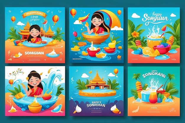 Foto vektorillustration des happy songkran-festivals