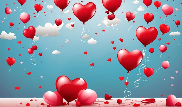 Vektorillustration des Valentinstags-Hintergrunds mit Ballonherzen