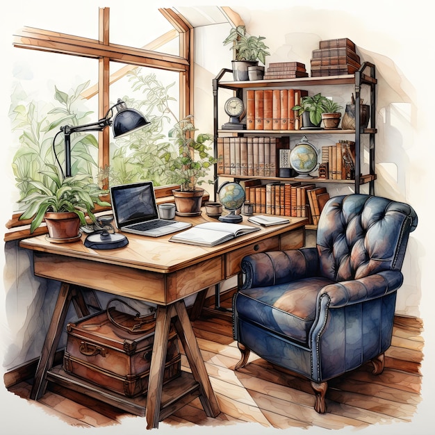 Vektorillustration eines eleganten Heimbüros