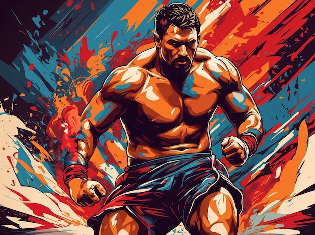 Vektorillustration eines MMA-Kämpfers in Aktion