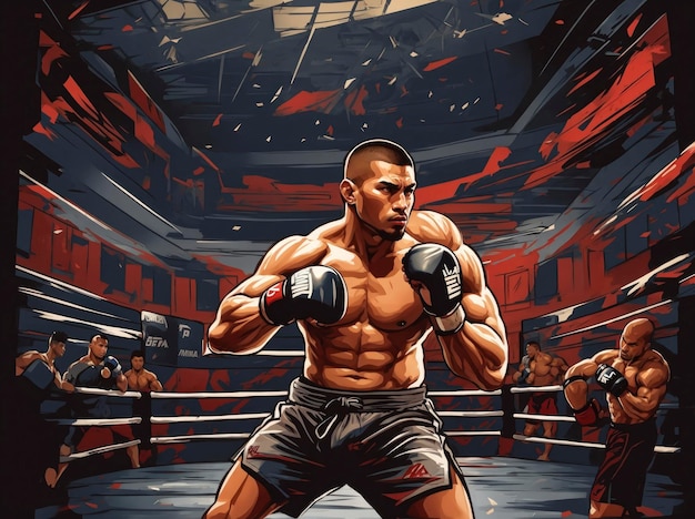 Vektorillustration eines MMA-Kämpfers in Aktion