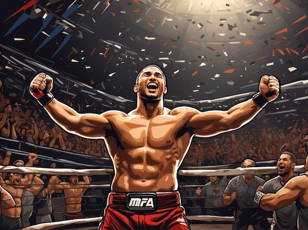 Vektorillustration eines MMA-Kämpfers in Aktion