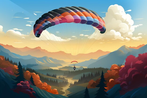 Vektorillustration eines Paragliders, der sich Ai-Ballons Ai generiert