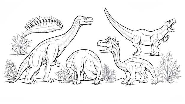 Foto vektorillustration eines schwarz-weißen dinosauriers