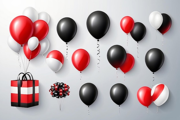 Foto vektorillustration festlicher hintergrund geburtstag mit geschenken und ballons mit konfetti