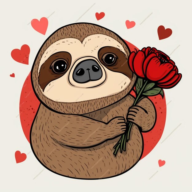 Foto vektorillustration im stil von sloth valentine