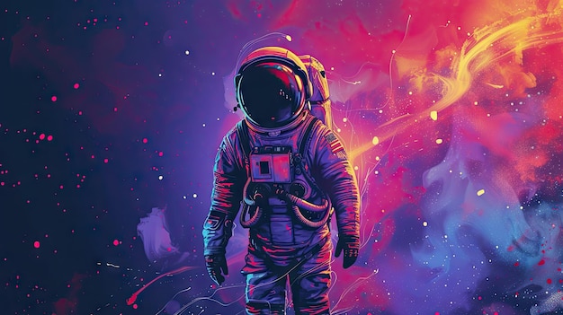 Vektorillustration Pastellfarbe des Weltraums Astronauten und Galaxiehintergrund