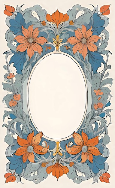 Foto vektorillustrationsrahmen mit blumenmuster im retro-vintage-stil mit dekorativen ornamenten