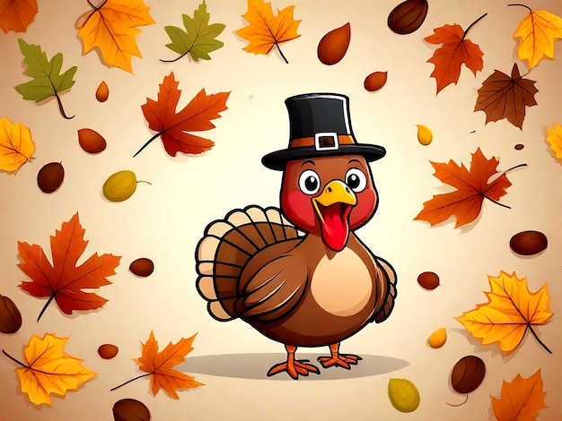 Vektorisierung eines glücklichen Thanksgiving-Feiern-Designs mit Cartoon AI_Generated
