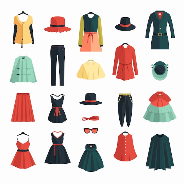 Vektorkleidung Illustration Kleidung isolierte Design-Ikonen Kleidung Mode Bekleidung Set Kleidung