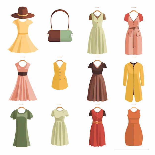 Vektorkleidung Illustration Kleidung isolierte Design-Ikonen Kleidung Mode Bekleidung Set Kleidung
