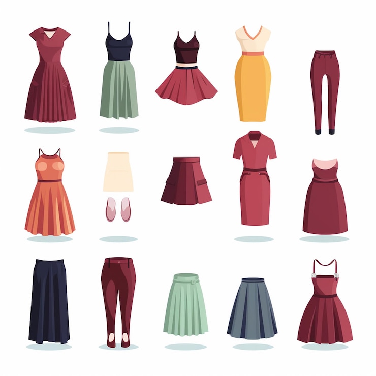 Foto vektorkleidung illustration kleidung isolierte design-ikonen kleidung mode bekleidung set kleidung