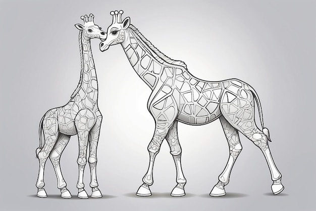 Vektorkontur-Spielzeug-Giraffen-Farbgebung