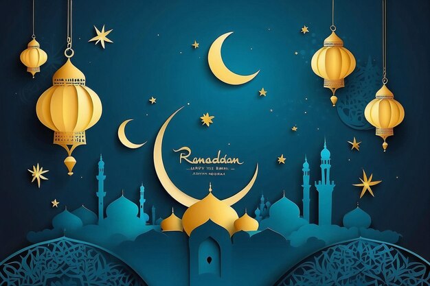 Vektorpapier-Stil-Hintergrund für die islamische Ramadan-Feier, generiert von ai