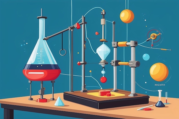 Vektorpendeln und Magneten-Illustration für Physiklabs