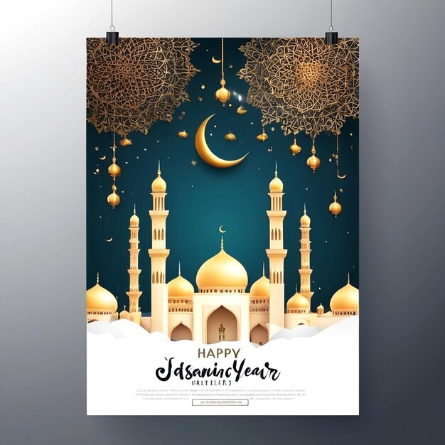 Vektorrealistische vertikale Plakatvorlage für die Feier des islamischen Neujahrs