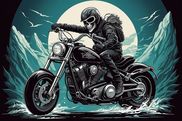 Vektorstil der Skull Rider-Illustration