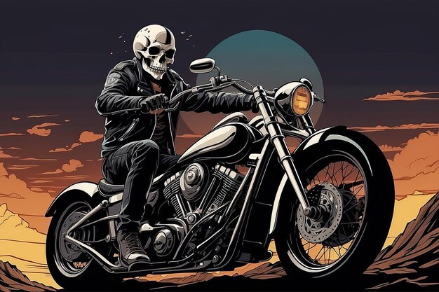 Vektorstil der Skull Rider-Illustration