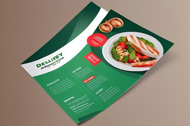 Vektorvorlage für die Gestaltung von Broschüren für Lebensmittellieferungen