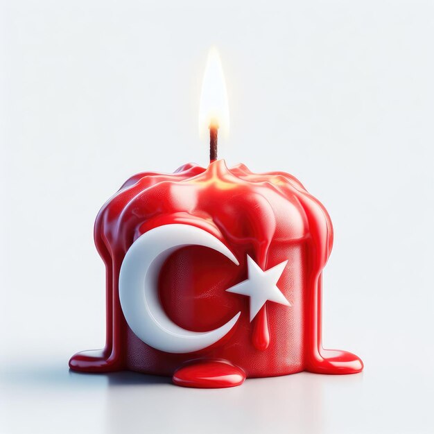 Vela com bandeira da Turquia isolada em fundo branco