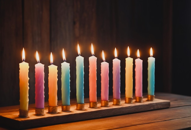 vela de Hanukkah de férias queimando vela de símbolo de férias de Chanuka