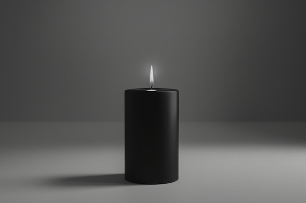 Una vela encendida se sienta en la parte superior de una mesa que proporciona una iluminación cálida y acogedora