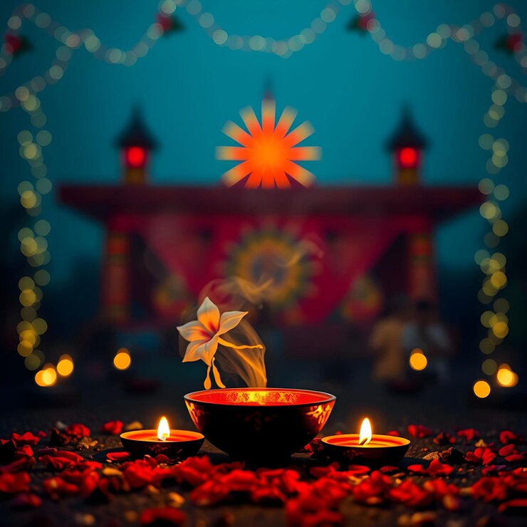 una vela con una flor en el medio