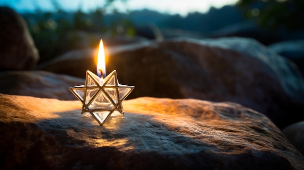 vela en el fondo el mar está al atardecer y la estrella de David