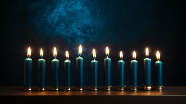 Vela de Hanukkah en un fondo oscuro